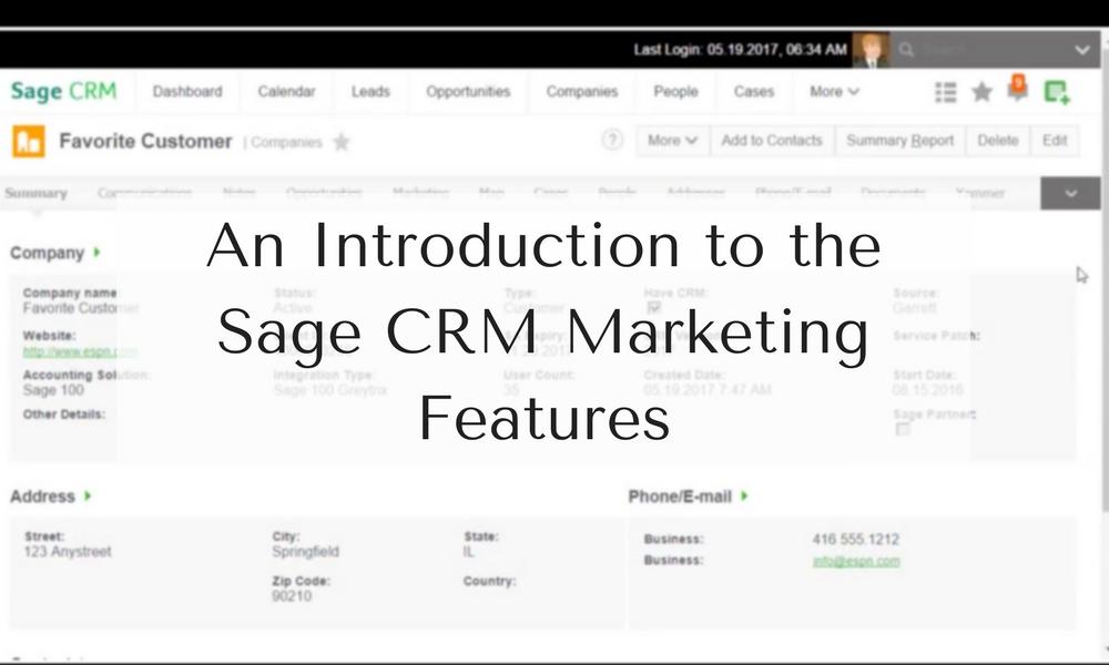 sage crm marketing features